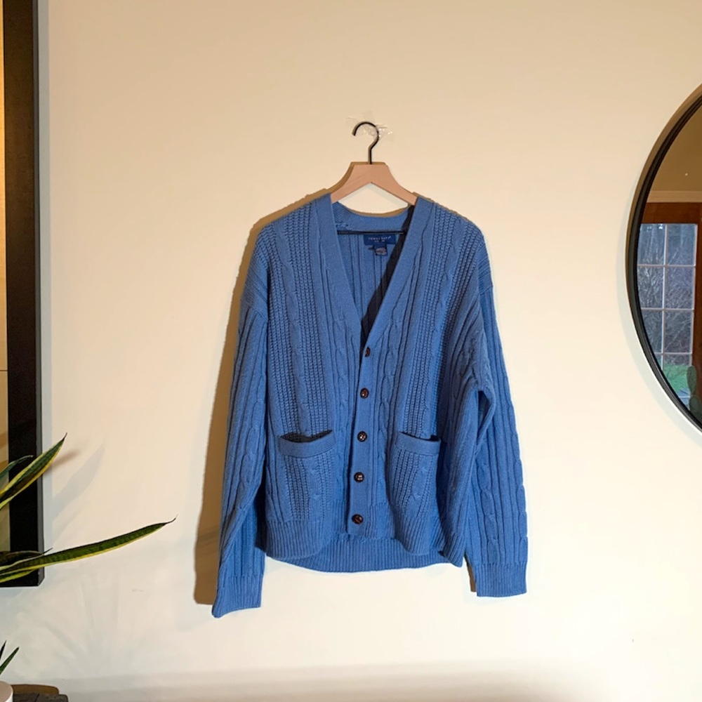 Towncraft • Vintage Oversized Blue Soft Quality Cardigan Size Large